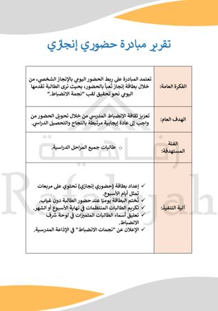 بطاقة نجمة الانضباط | مبادرة “حضوري إنجازي” التحفيزية