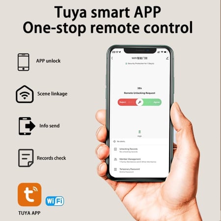 XSDTS-Tuya WiFi قفل باب ذكي إلكتروني ، بصمة إصبع بيومترية ، بطاقة ذكية ، مفتاح كلمة المرور ، فتح الشقة ، قفل باب bnb الهوائي