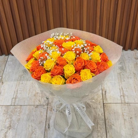 باقه ورد ذهبيه متألقه - جوري وارنج واصفر