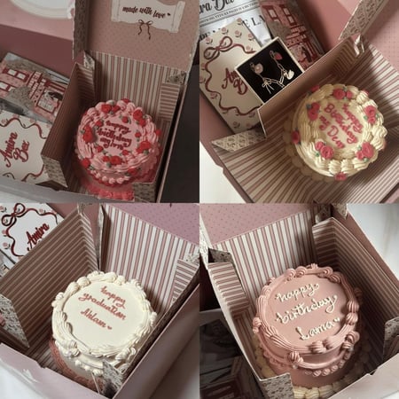 بوكس ورد وكيك 4إنش وكرت عيد الميلاد