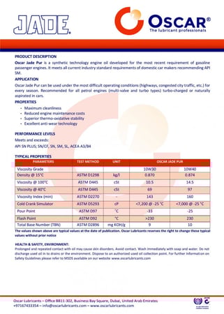 Oscar Jade Pur SAE 10W40 1L