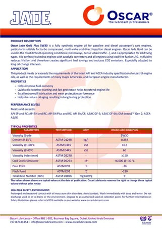 Oscar Jade Gold Plus SAE 5W30 4L