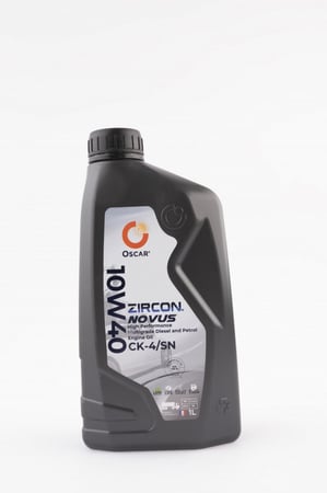 زيت محرك ديزل و بنزين تخليقي بالكامل للاداء الشاق للسيارات الحديثة يدعم دبة البيئة من اوسكار Oscar Zircon Novus SAE 10W40 API CK-4/SN DPF Heavy Duty 1L