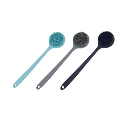 فرشاة استحمام سيليكون بمقبض طويل لتنظيف وتقشير الجسم