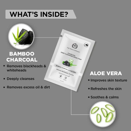 شرائط تنظيف الأنف العميق بالفحم والصبار من The Man Company - 4 شرائط