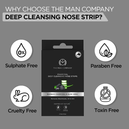 شرائط تنظيف الأنف العميق بالفحم والصبار من The Man Company - 4 شرائط
