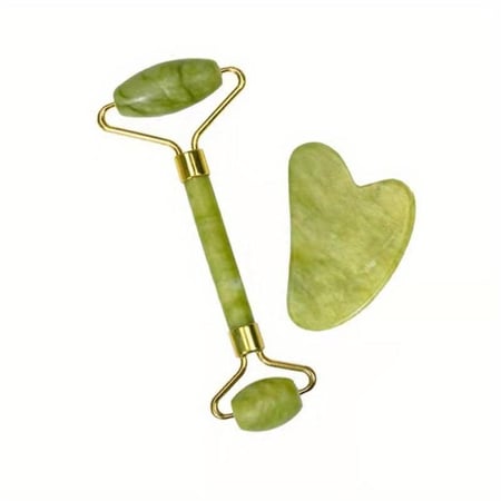 مجموعة غوا شا وفيس رولر من حجر اليشم - لتحفيز الدورة الدموية ونضارة طبيعية للبشرة يوميًا