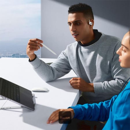 بيسوس - Eli سماعة أذن لاسلكية مفتوحة الأذن مقاومة للماء IPX4 - ابيض