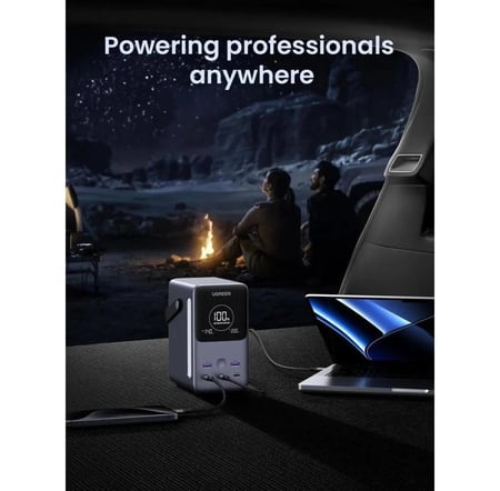 يوجرين بطارية متنقلة بـ 3 منافذ USB-C ومنفذين USB بسعة 48000 ملي امبير بقوة 300 واط - رمادي