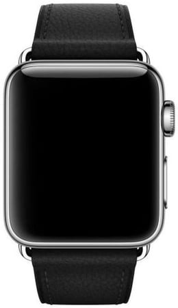 حزام ساعة ابل مقاس 40 - 38 مم جلد طبيعي من ابل لون اسود