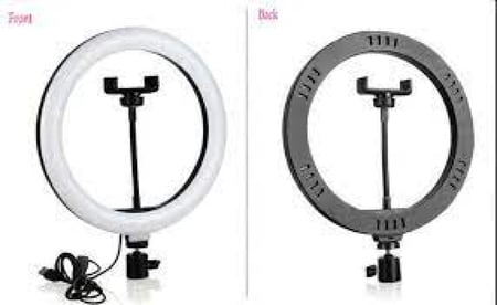مصباح حلقي LED مقاس 26 سنتيمتر ، مع حامل هاتف ، USB ، للصور الذاتية ، بث tiktok المباشر ، إضاءة المكياج