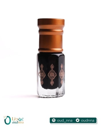 Black Musk with Ambergris in a bottle with white background