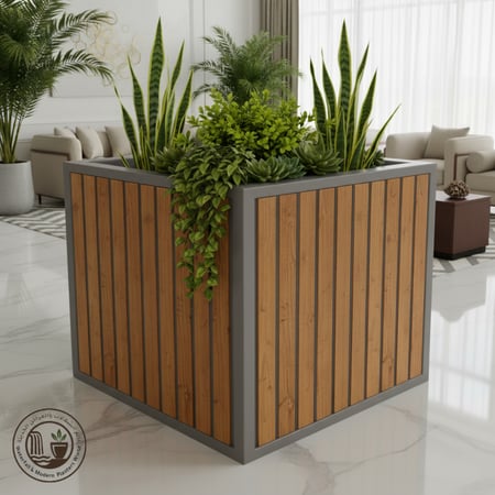 مركن فيبر قلاس مربع بتشطيب خشبي عصري M21