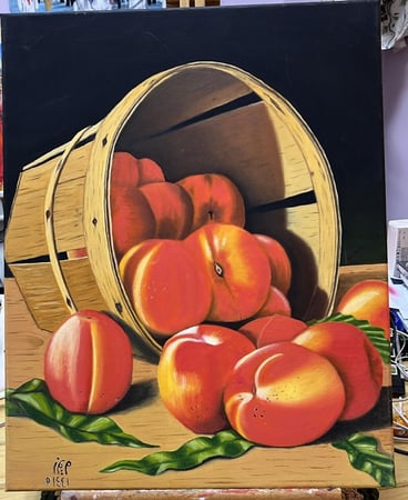 لوحة كانفس طبيعه صامته الوان زيتيه