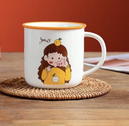 كوب لطيف رسومات كرتونية باللون البرتقالي