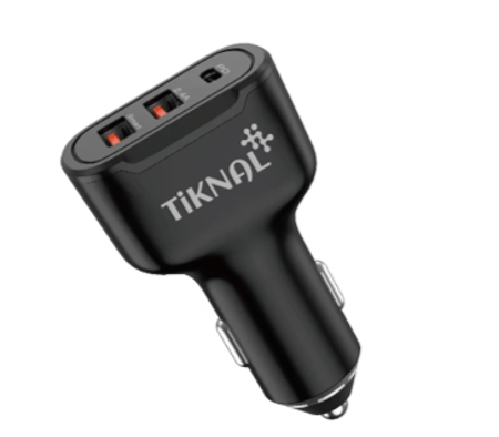 شاحن سيارة أسود بمنفذين USB TypeC 30 واط من تيكنال