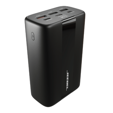 باور بانك جيبل JEEBEL أسود بفتحات متعددة وشاشة عرض رقمية