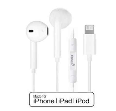 سماعات ايفون سلكية بيضاء مع ميكروفون وتحكم بالصوت