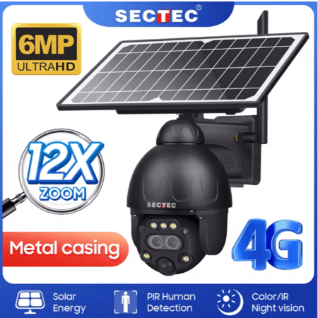 كاميرا تعمل بالطاقة الشمسية بدقة 6 ميجا بيكسل - 4G بعدستين بتقريب بصري 12X PTZ ST-588-6M-12X