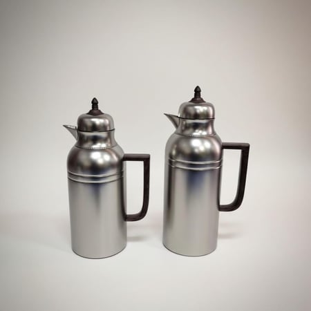 طقم ترامس باريس 1 لتر + 0.75 بمقبض خشبي مطفي