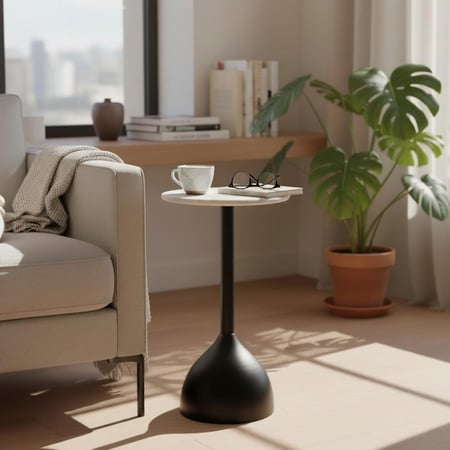 طاولة خدمة رخام بقاعدة حديد هندي