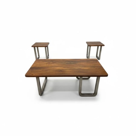 طقم طاولة خشب ارجل حديد فضي