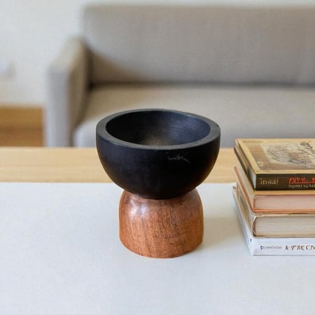 صحن رخام بقاعدة خشب