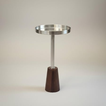 طاولة خدمة حديد بقاعدة خشب هندي