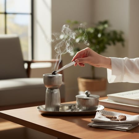 طقم صينية مع مبخرة و علبة بخور