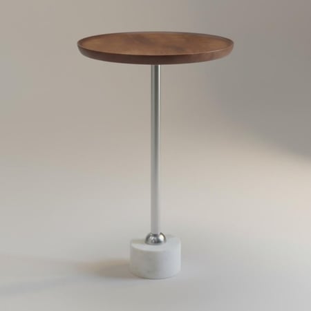 طاولة خدمة بقاعدة رخام وسطح خشب وحديد هندي