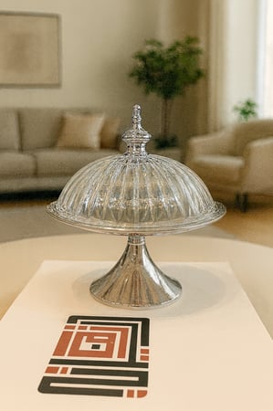 صواني تقديم ستانليس ستيل غطاء زجاج عالي الجودة