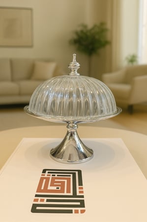 صواني تقديم ستانليس ستيل غطاء زجاج عالي الجودة