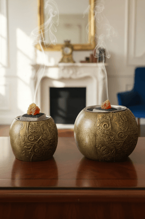 طقم مبخرة معدنيه بنقش تراثي