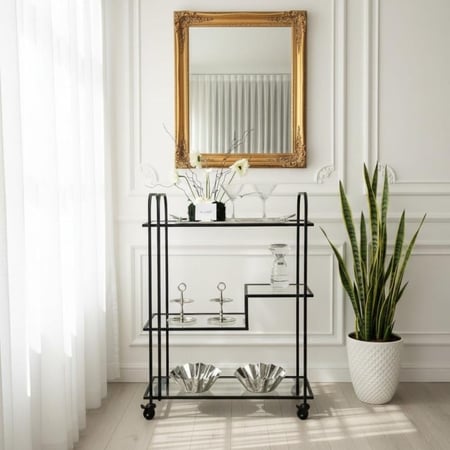 عربة تقديم مودرن 3 رفوف زجاج