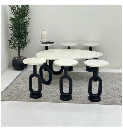 طاولات ضيافه مع 6 خدمه بديل الرخام