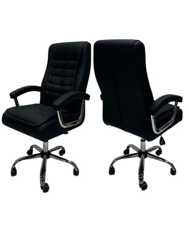 كرسي مكتب جلد دوار عالي الظهر