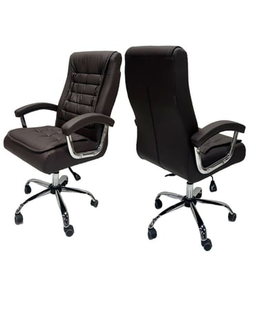 كرسي مكتب جلد دوار عالي الظهر