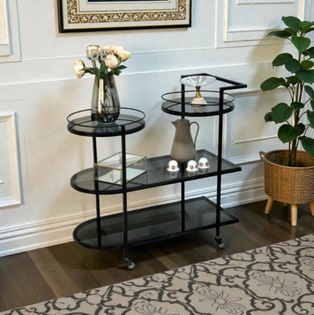 عربة تقديم مودرن مرتفعة بارتفاع 100 سم وتصميم انسيابي