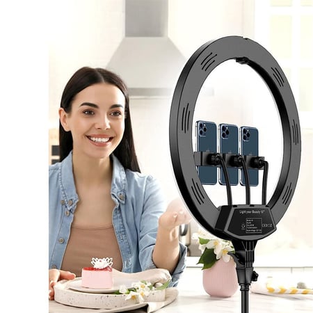 اضاءة تصوير حجم 45 سم 18 بوصة ب3 رؤوس حامل للجوال مع ستاند LJJ - 45