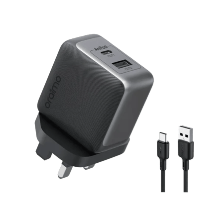 أورايمو شاحن جداري بمنفذ USB-C ومنفذ USB وبقوة 33 واط مع كيبل أسود OCW