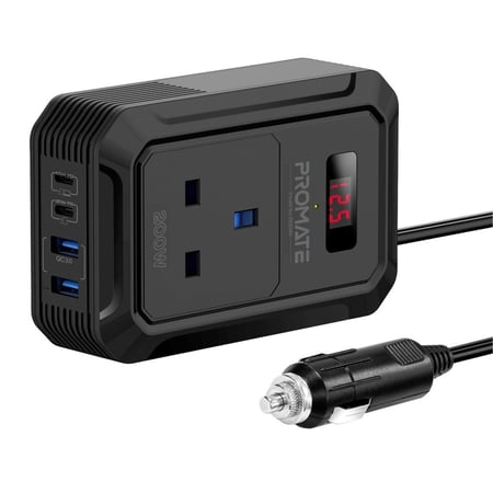 بروميت محول طاقة للسيارة بقوة 200 واط مع منافذ شحن سريعة Inverto-200W