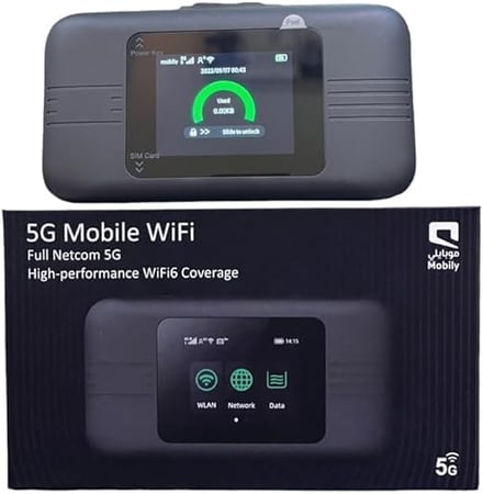 موبايلي راوتر متنقل 5G سويلينك بطارية بسعة 5000 ملي امبير SRT875 - اسود