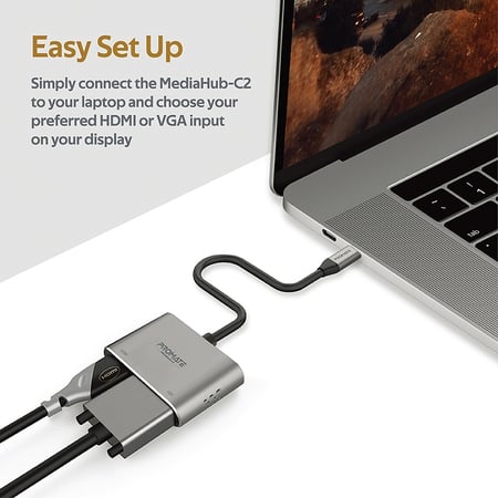 بروميت محول عرض USB-C عالي الدقة متعدد المنافذ MediaHub-C2