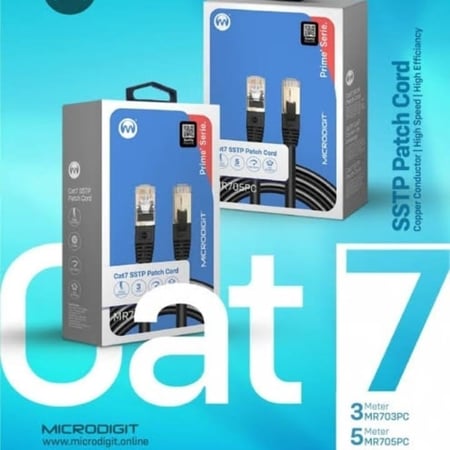 ميكروديجيت كيبل ايثرنت كات 7 اسود 5 متر - mr705pc