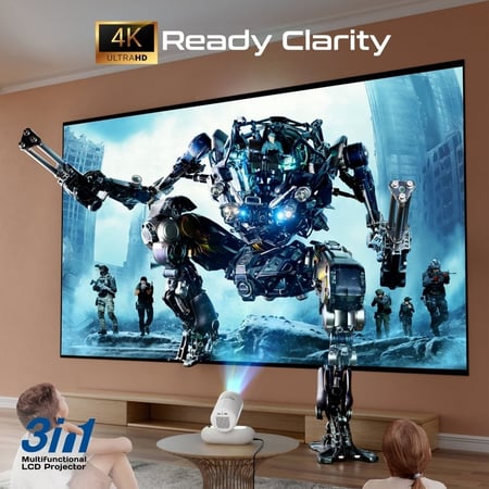 بروميت بروجكتر 4K لاسلكي مع سبيكر مدمج واضاءة ملونة  Beamer-250R