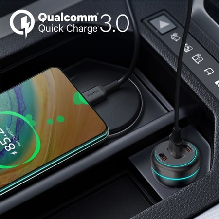 أقوى شاحن سيارة في العالم - منفذين بي دي PD ومنفذ يو اس بي USB-A بقوة 230 واط - بروميت -PowerDrive-230W- Promate