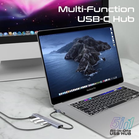 بروميت موزع بيانات USB-C فائق السرعة 5 في 1 بقدرة 10 جيجابت في الثانية LinkHub-5X