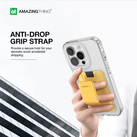 مسكة وحافظة بطاقات مع استاند مغناطيسي للجوال سموثي برو ماغ متوافق مع ماغ سيف من امازنغ ثينغ لون اصفر-Smoothie Pro Mag Magnetic Wallet