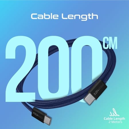 بروميت كيبل ايكولاين نقل بيانات 60 واط تايب سي الى تايب سي بطول 2 متر لون ازرق غامق -EcoLine-CC200