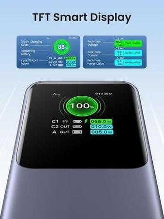 يوجرين نيكسود شاحن متنقل 20000 ملي امبير 130 واط مع شاشة رقمية رمادي - PB721